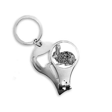 Imagem de Lindo coelho gordo animal esboço retrato de animal anel alicate chaveiro abridor de garrafa cortador