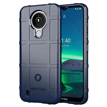 Imagem de Caso de capa de telefone de proteção Capa de silicone à prova de choque à prova de choque de silicone Nokia 1.4, Tampa do protetor com forro fosco (Color : Dark Blue)