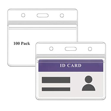Imagem de HOSL 100 peças porta-crachá de plástico transparente porta-crachá porta-cartões de identificação em massa suportes de crachá de identificação capa de crachá capa de crachá mangas de crachá (100 peças)
