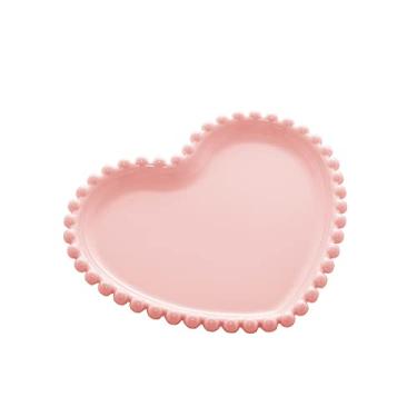 Imagem de Conjunto 4 Pratos de Porcelana Coração Beads Rose 17cm x 15cm x 2cm - Wolff