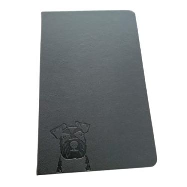 Imagem de Caderno Schnauzer de capa dura A5 – couro PU, páginas pautadas de 100 g/m², marcador de página, caderno ou diário (preto)