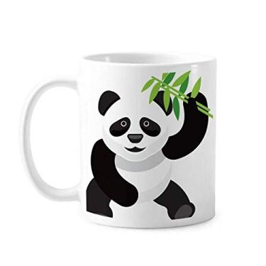 Imagem de Caneca de cerâmica com padrão de arte tradicional de bambu panda chinês xícara de porcelana de café
