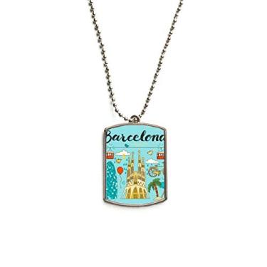Imagem de DIYthinker Colar de aço inoxidável com pingente de identificação para cães da Sagrada Família Espanhola Barcelona
