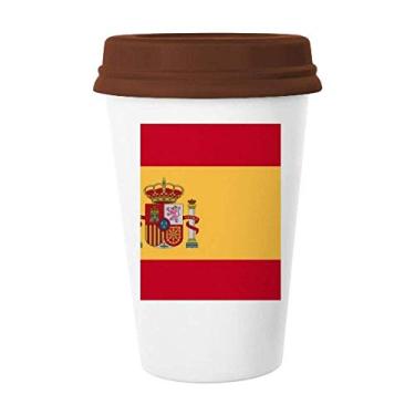 Imagem de Caneca de cerâmica com a bandeira nacional da Espanha para o país europeu, copo de café