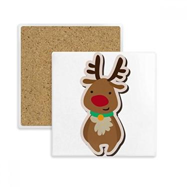 Imagem de Porta-copos quadrados de alce de Natal para festivais, porta-copos quadrados, suporte de subplaca, pedra isolante