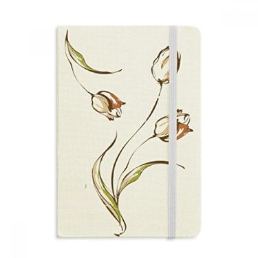 Imagem de Caderno tulipa de flores pintadas à mão com capa dura em tecido oficial