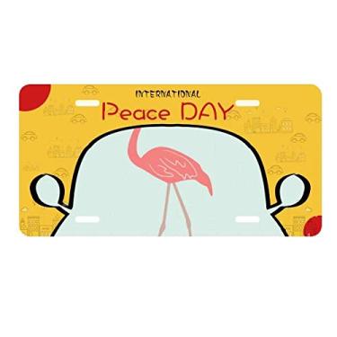 Imagem de DIYthinker Placa de carro com estampa de flamingo andando para decoração de carro Dia da Paz