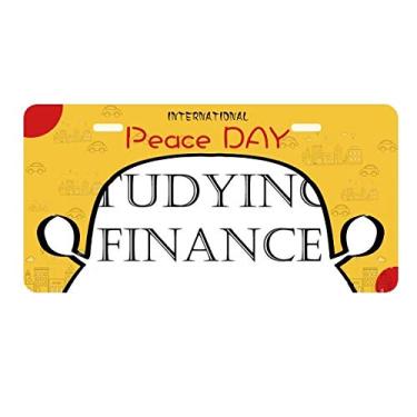 Imagem de DIYthinker Placa de licença de estudo financeiro com frases curtas para decoração de carro, dia da paz