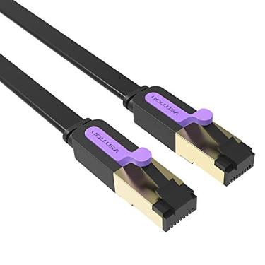 Imagem de Cabo Ethernet, cabo de rede VENTION Cat7 RJ45 Flat Double Shielded 10 Gigabit 600 MHz LAN Wire Cable para Modem Router LAN Network (1 m/3 pés)
