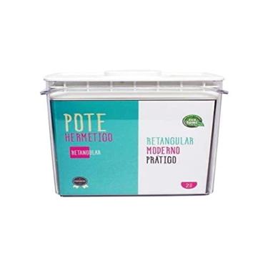 Imagem de Pote Hermético Retangular com Botão para Vedação, 2 Litros, Gedex ECO-728, Transparente