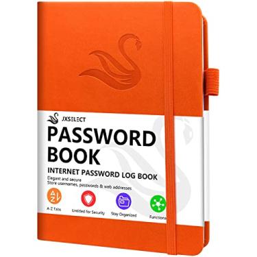 Imagem de Livro de senhas elegante com abas alfabéticas - Livro de senhas de capa dura para login de endereço de site na Internet - 13,2 cm x 19,3 cm Guardador de senha e organizador com seção de notas e bolso