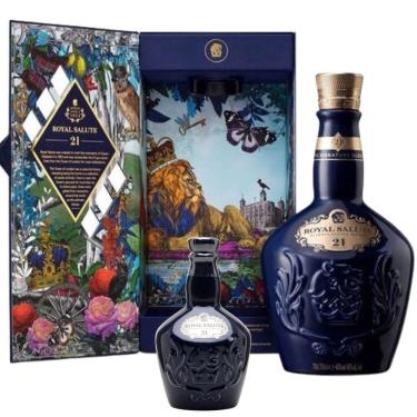 Imagem de Kit Whisky Chivas Royal Salute 21 anos Azul Signat 700 ml  + Miniatura 50ml