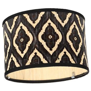 Imagem de Veemoon Iluminação Pendente Rústica Abajur De Bambu De Tambor Cobertura De Luz Pendente Tampa Da Lâmpada Lustre Abajur De Tambor Para Luminárias De Chão Metal Lanterna De Bambu Vime