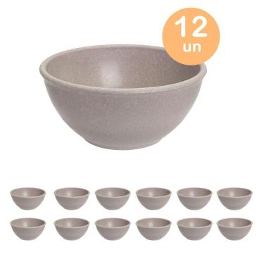 Imagem de 12un TIGELA 500ml BOWL CUMBUCA VASILHA SOPA CALDO CINZA
