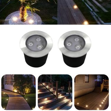 Imagem de Kit 2 Luminárias Balizadores Spot Led SMD Em PVC De 3W Luz Branco Quente De Embutir Em...
