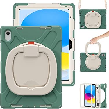 Imagem de Capa para tablet Estojo de TPU para serviço pesado à prova de choque Compatível com iPad 10ª geração 10,9" Lançamento em 2022 Alça de ombro com suporte giratório Alça de ombro Capa protetora à prova d