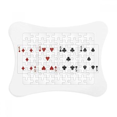 Imagem de Moldura de quebra-cabeça com 5 corações, padrão de clube de diamantes, enfeite de quebra-cabeça