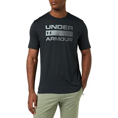 Imagem de Under Armour Camiseta masculina de manga curta com a marca de palavras Team Issue, preta (001)/cinza rinoceronte, média