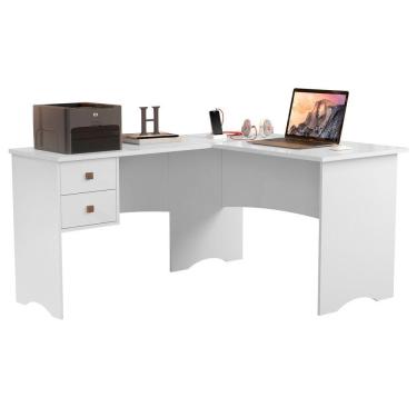Imagem de Mesa Escrivaninha Computador Paris Em L Branco