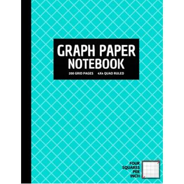 Imagem de Graph Paper Notebook: 200 Pages | 4 Squares Per Inch | 4x4 Graphing Grid Paper for Math, Science, Accounting, Engineering, Organic Chemistry Students | Large, 8.5x11 in | Aqua