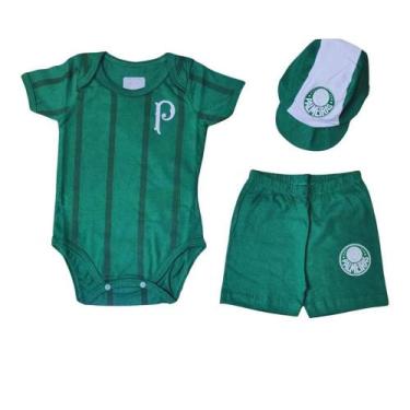 Imagem de Uniforme Bebê Palmeiras Body Shorts E Boné Oficial - Revedor
