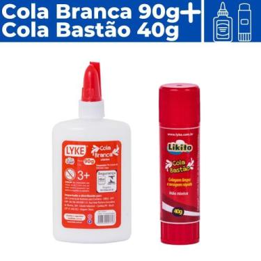 Imagem de Kit Cola Branca Escolar 90G + Cola Bastão Grande Lavável 40G - Lyke