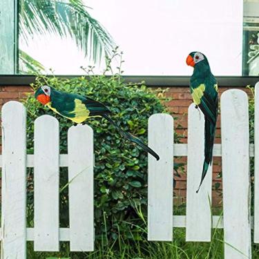 Imagem de Decoração de simulação única artificial pássaro jardim paisagem decoração para ornamento de jardim (verde, aprox. 45 cm)