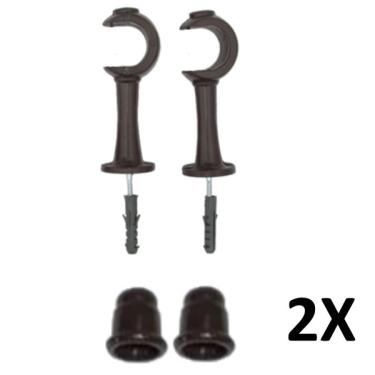 Imagem de Kit 2 Suporte Para Varão Cortina Com Ponteira 19mm Imbuia