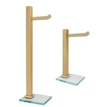 Imagem de Kit 1 Papeleira de Chão 1 Porta Toalhas de Bancada Ouro