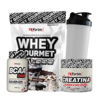 Imagem de Whey Protein Gourmet Refil + Creatina 300g + BCAA 100 cáps + Coqueteleira - FN Forbis Nutrition (Cookies and Cream)
