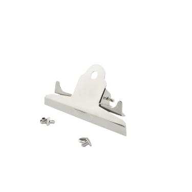 Imagem de HAHIYO Prancheta de metal prata de 10 cm, ferragens em forma de borboleta, pegada segura, montável, molas resistentes com rebites, arquivo de documento, clipes de plástico de madeira, placa para escritório, escola, casa, 3P