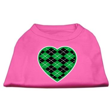 Imagem de Mirage Pet Products Camiseta com estampa de coração verde Argyle Rosa brilhante PP (8)