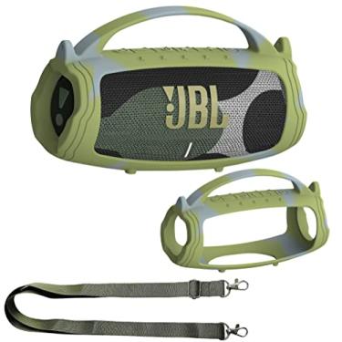 Imagem de JCHPINE Capa de silicone para alto-falante Bluetooth portátil JBL Charge 5, suporte protetor para acessórios de alto-falante JBL Charge 5 (capa camuflada, não serve para a versão Wi-Fi)