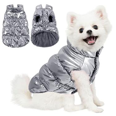 Imagem de AOFITEE Casaco de inverno para cães, jaqueta impermeável para cães, casaco quente para cães pequenos, jaqueta acolchoada de lã para cães, roupa de neve à prova de vento, jaqueta de neve masculina