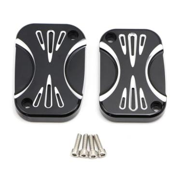 Imagem de Dreamseek Tampa do cilindro mestre do reservatório da embreagem hidráulica dianteira para Harley Touring Street Glide Road King 2008-2017 VRSC V-Rod Tampa de fluido de freio preta