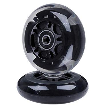 Imagem de AOWISH Pacote com 2 rodas traseiras de scooter com luzes de 80 mm LED piscantes em linha rodas de substituição com rolamentos ABEC 9 para trotinetes ajustáveis de 3 rodas (preto)