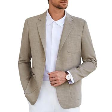 Imagem de GRACE KARIN Blazer masculino casual leve jaqueta esportiva slim fit para homens, Caqui, XX-Large