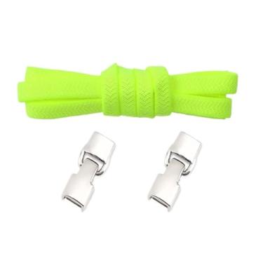 Imagem de Elastic Laces Sneakers Hook Locks Shoelaces Without Ties Wide Flats Creative No Tie Shoe Laces Kids Adult Shoelace (Color : Fluorescence green)