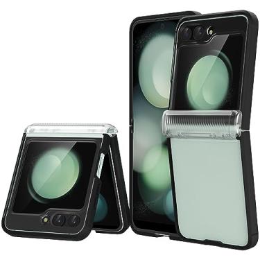 Imagem de ORETECH Capa para Samsung Galaxy Z Flip 5, capa Samsung Z Flip 5 com [proteção de tela] [proteção de dobradiça] 2 em 1 capa ultrafina transparente flexível TPU bumper Z Flip 5 - preto fosco