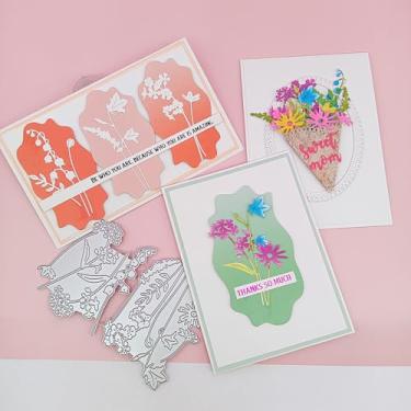 Imagem de AlinaCraft 1 conjunto floral e 1 peça de vaso de flores corte de metal cortado para artesanato em papel, cartões comemorativos feitos à mão, scrapbooking e artes de álbum