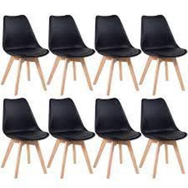 Imagem de Kit 8 Cadeiras Leda Charles Eames Saarinen Wood Preta