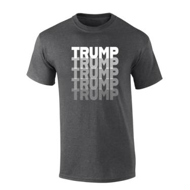 Imagem de Trenz Shirt Company Camiseta masculina de manga curta Trump Faded Lettering Patriotic 45th President, Cinza mesclado, GG