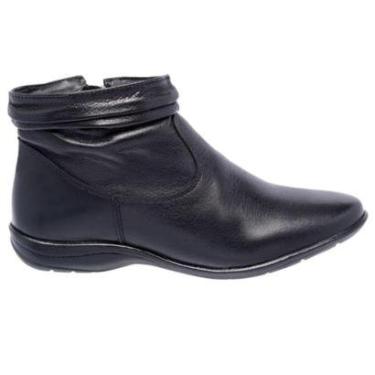 Imagem de Bota Flat Couro Feminina Zíper Moda Minimalista Inverno Resistente Sola Rasteira-Feminino