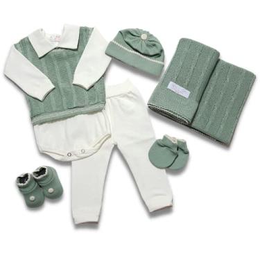 Imagem de Saida Maternidade Completa Recem Nascido Menino Menina 7 Peças Sanches Baby (Verde Militar com Natural)