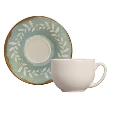 Imagem de Conjunto De Xícaras Para Chá Com Pires Em Cerâmica Coup Mediterrâneo Com 12 Peças 250ml Porto Brasil