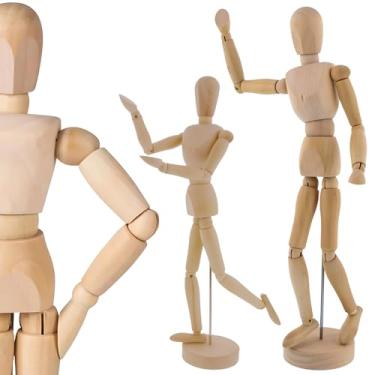 Imagem de Boneco Articulado Madeira Manequim Desenho Decoração Grande 33 cm Poses Motion Moda Humanizado Aula Faculdade Curso Artes
