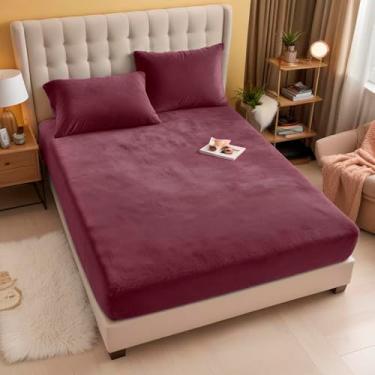 Imagem de Jogo De Lençol 3 Peças Queen Plush Manta Flannel - Rubi Wine (Queen)