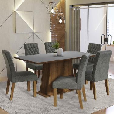 Imagem de Conjunto de Jantar Britney 6 Lugares Tampo em MDP com Cadeiras Estofadas Rustic 160cm X...