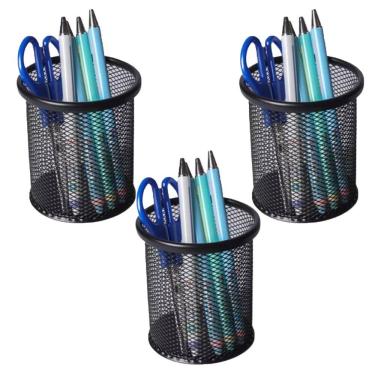 Imagem de Porta Lapis Aramado Kit 3 Unidades Organizador Mesa Escritorio Lapis Caneta Trabalho Escrivaninha Home Office Empresa Resistente Multiuso Versatil