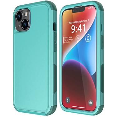 Imagem de Diverbox Capa para iPhone 14 [à prova de choque] [à prova de quedas] [tela de vidro temperado + protetor de lente de câmera], capa de proteção resistente para Apple iPhone 14 (azul-petróleo)